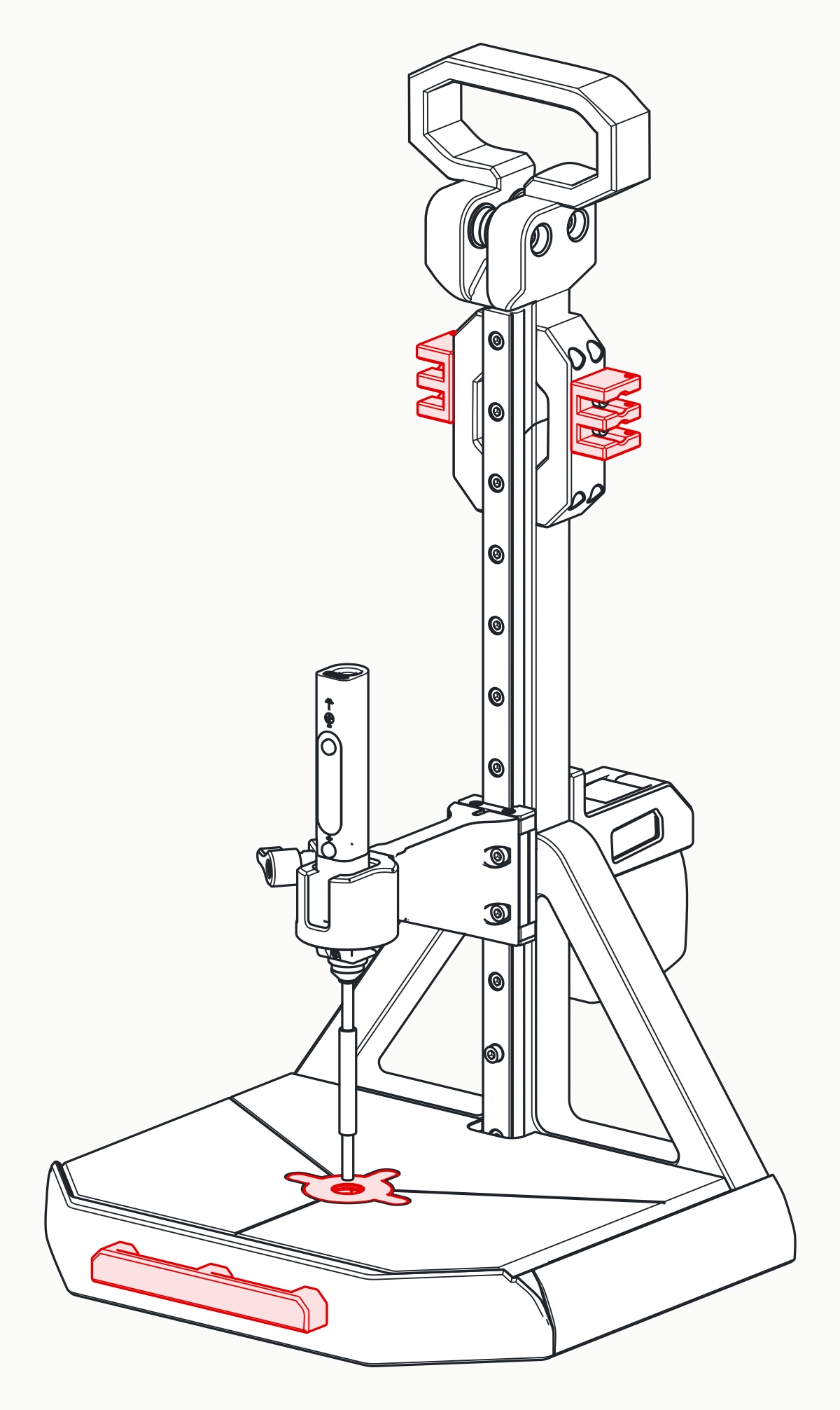Line drawing of the assembled Stealth Press 1S